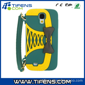 Handbag Style Bowknot Pattern Silicone Mobile Phone Case for Samsung S4